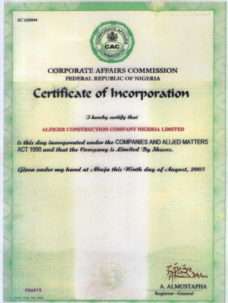 CAC incorporation